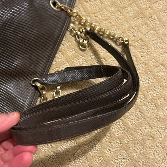 Bottega Veneta RARE vintage brown embossed leather shoulder bag with gold chain - Picture 10 of 16